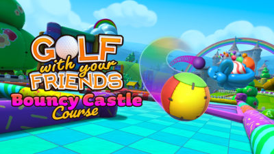 Pictured is the keyart for the game Golf With Your Friends : Bouncy Castle Course.